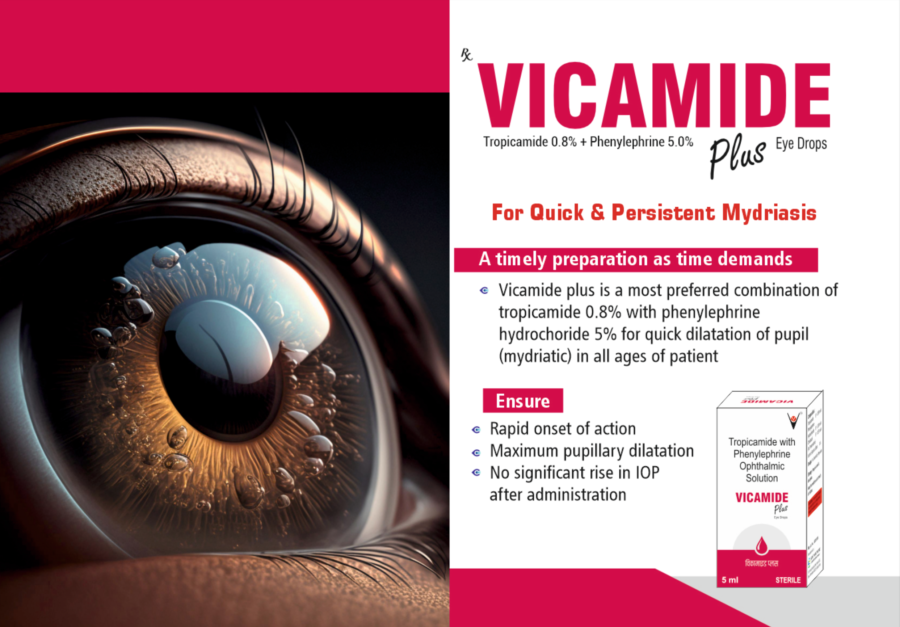 VICAMIDE PLUS (Tropicamide 0.8% Phenylphrine 5.0% Eye Drops)